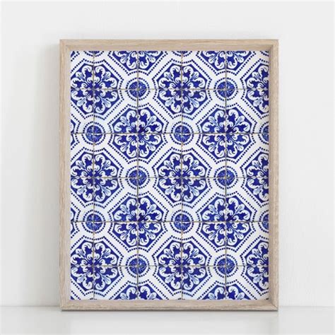 Portuguese Tile Print Blue Tiles Print Indigo Blue Decor Etsy