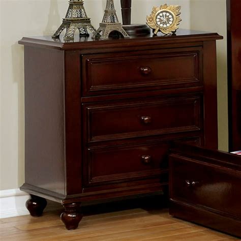 Wooden Night Stand With 3 Drawers Dark Brown