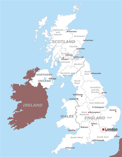 A partir du 1 er octobre 2021 un passeport sera nécessaire, même pour les courts séjours. Carte Du Royaume Uni Avec Les Villes En Anglais | My blog