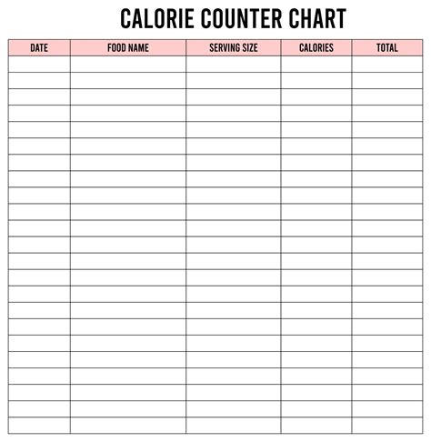 Free Printable Food Calorie Chart Hot Sex Picture