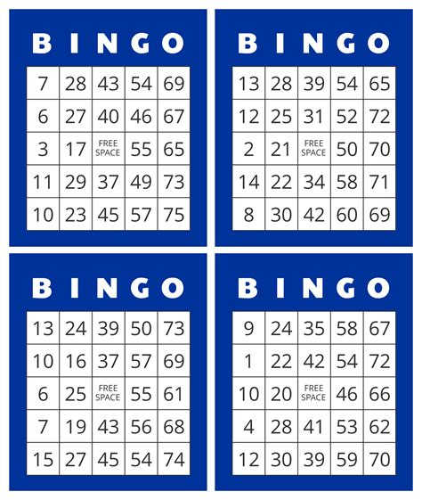 Printable Bingo Numbers 1 50 Printable Cards