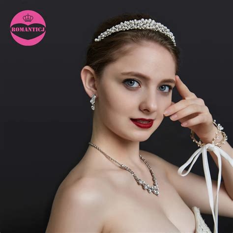 handmade crystal pearl bridal headband tiara crown silver wedding hair accessories elegant