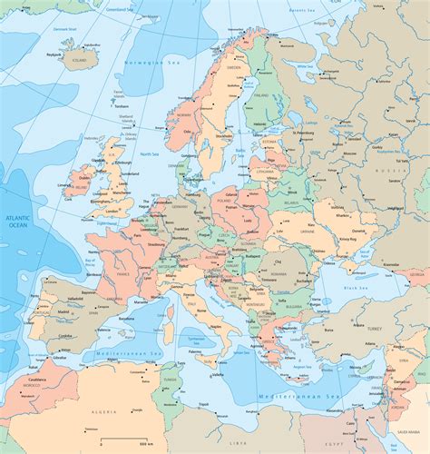 Get Map Of Europe With Cities Free Vector