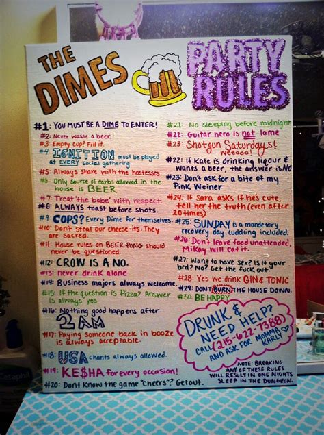 College Party Rules Softball House Pinterest