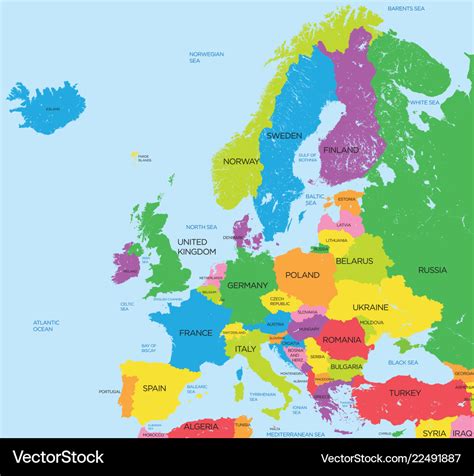 Political Map Of Europe High Detail Royalty Free Vector