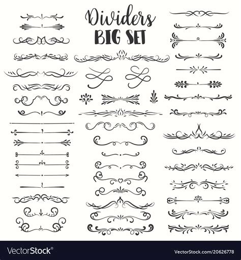 Decorative Flourishes Hand Drawn Dividers Vector Image