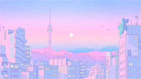 Pastel Retro Anime Aesthetic Desktop Wallpaper Wallpaper
