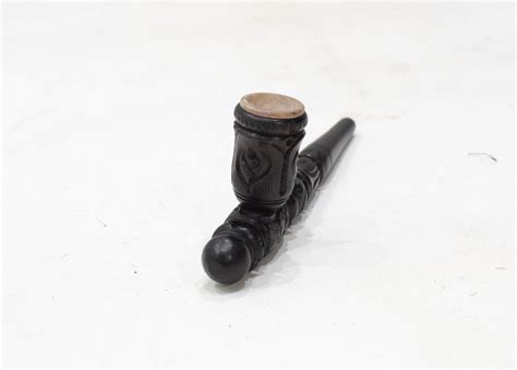 Smoking Pipe Ebony Wood Carved India Smoking Pipe