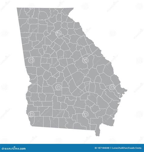 Georgia counties map stock vector. Illustration of location - 187184048
