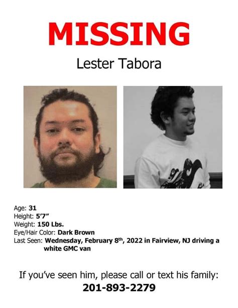 Hudpost On Twitter Missing Person Alert Lester Tabora 31 West New York Nj Lester Was Last