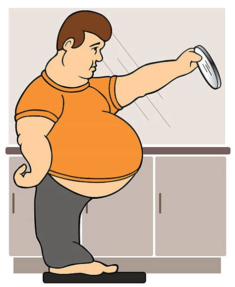Pics Of Fat Man Standing Weight Scale Illustrations Royalty Free