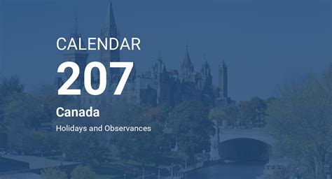Year 207 Calendar Canada