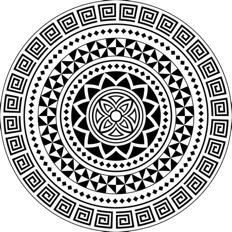 Polynesian Hawaiian Tattoo Style Circle Mandala Vector Design Sun