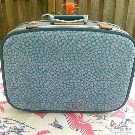 Small Fabric Covered Vintage Suitcase By Fabfindsanddesign 3000