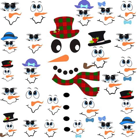 Snowman Face Stickers Snowman Decals Christmas Wall Decals Snowman