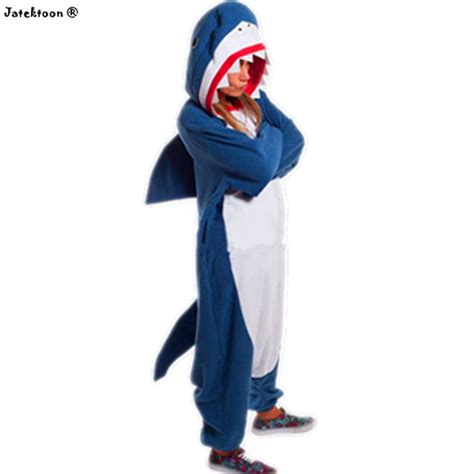 Winter Adult Animal Shark Pajamas Hot Sale Fleece Custom Made Blue