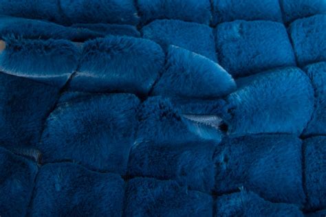 Blue Faux Fur Fabric By The Metre Rabbit Imitation Square Pattern