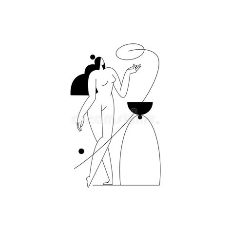 Contemporary Woman Silhouette Vector Illustration Nude Female Body