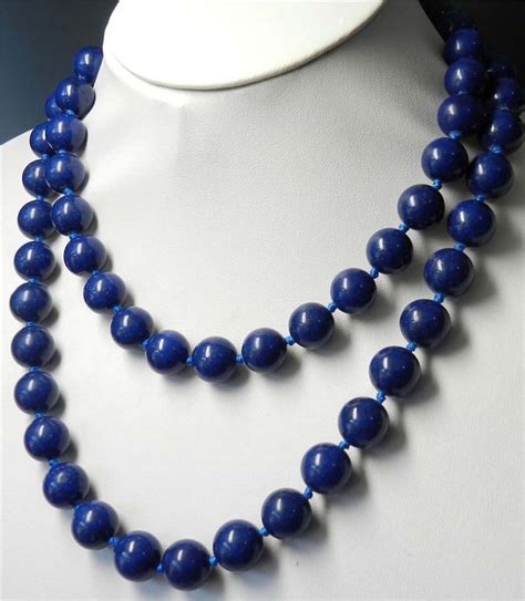 Long Inches Mm Egyptian Dark Blue Lapis Lazuli Round Beads Gemstone