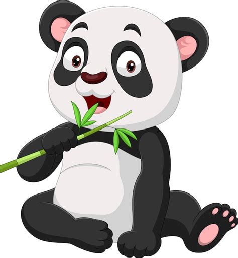 Premium Vector Cartoon Funny Panda Eating Bamboo Leaves