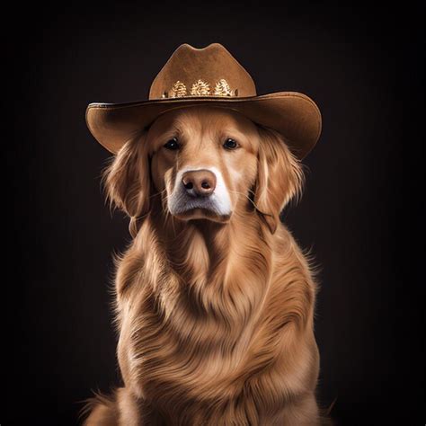 Premium Ai Image Close Up Of Dog Wearing Cowboy Hat Generative Ai