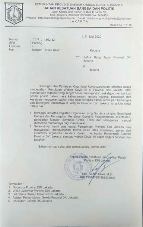 Maybe you would like to learn more about one of these? Bang Japar dapat Surat Ucapan Terima kasih dari Kepala ...