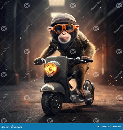 Monkey Riding A Motorcycle Stock Illustration Illustration Of Happy