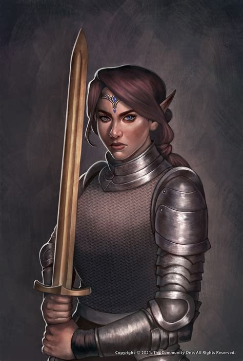 Fantasy Female Elf In Chain Mail Armor Plate With Gold Elder Long Sword By Deryl Arrazaq R