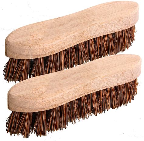 2 X Traditional Floor Scrubbing Brushes Hard Bristle 8 200mm Wooden