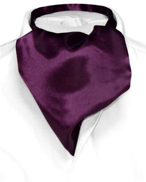 Purple Ascot Ties Mens Solid Eggplant Purple Cravat Ascot Necktie