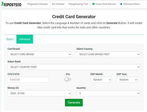 Online Credit Card Generator Free Credit Card Generator With Money