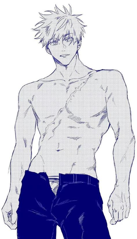 An Anime Character With Short Hair And No Shirt