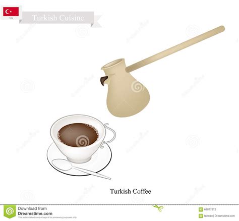 Traditional Turkish Coffee Popular Drink In Turkey Stock Vector