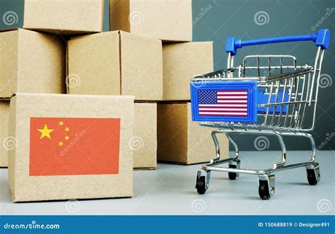 American Tariff And Trade Balance Between Usa And China Stock Image