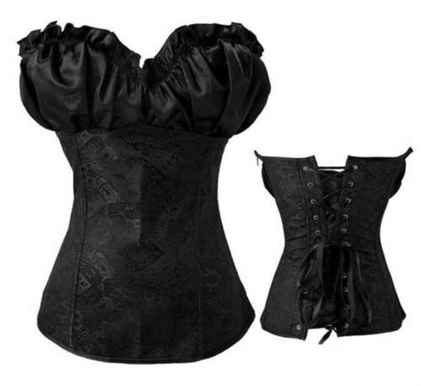 damen dessous schwarz burlesque corsage vollbrust korsett korsage top bustier ebay