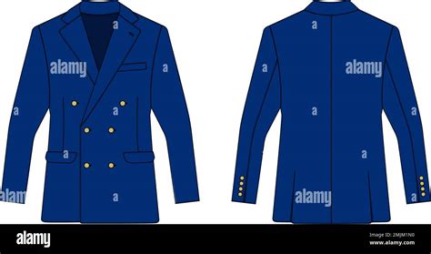 Double Breasted Suit Jacket Vector Template Illustration Blue Stock Vector Image And Art Alamy