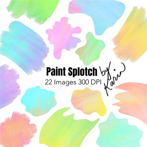 Pastel Paint Splash Swatch Watercolor Graphic Elements Splotch Etsy
