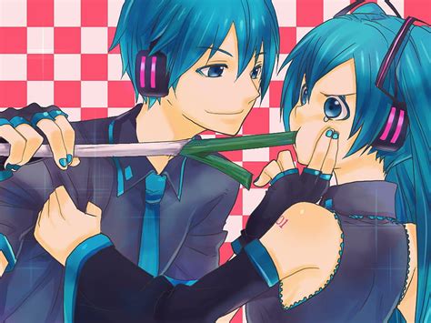 Kaito And Miku Leek Vocaloid Hatsune Miku Twintails Sexy Cute Short Hair Hd Wallpaper Peakpx