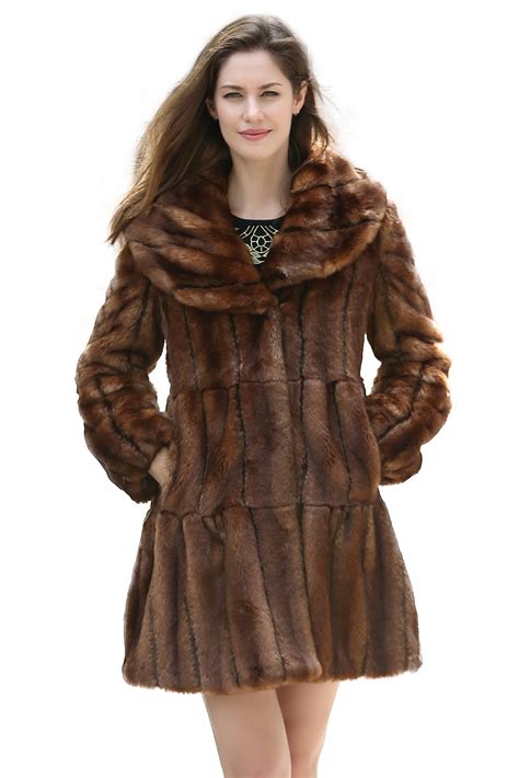 Adelaqueen Womens Vintage Style Luxury Faux Fur Coat With Lotus Ruffle
