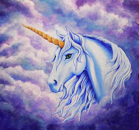 Unicorn In The Clouds Painting By Kresenz Monday Fine Art America