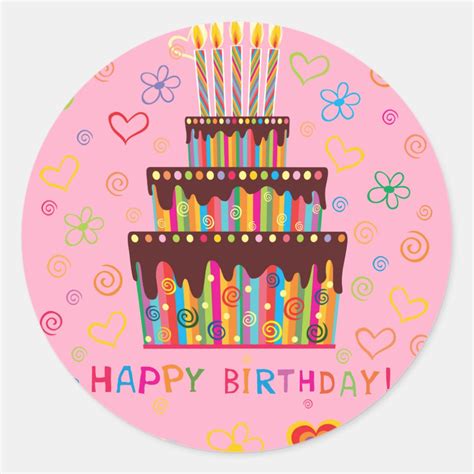 Happy Birthday Classic Round Sticker Zazzle