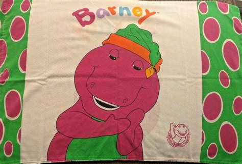Vintage Barney The Dinosaur Two Sided Pillowcase 1992 Lyons Group