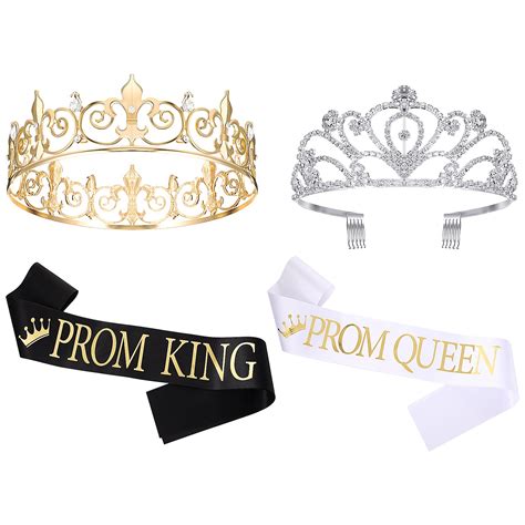 Buy Prom King And Prom Queen Crowns Tiara Sash Shiny Satin For