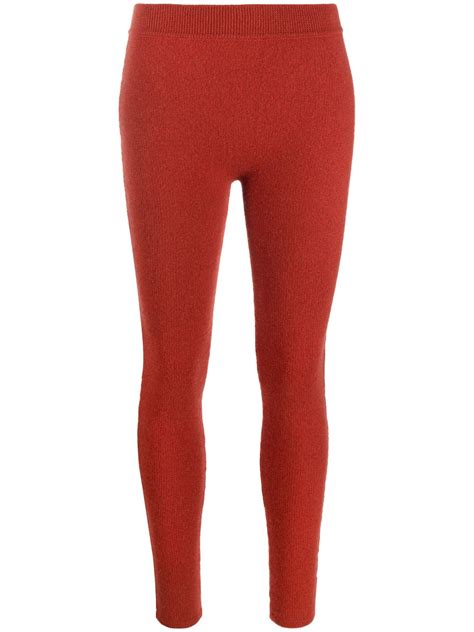 rick owens high waisted fine knit leggings red modes