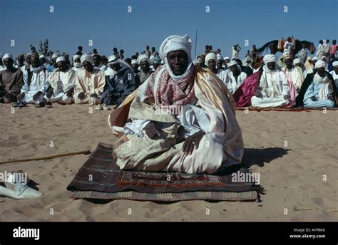 Chad Central Africa Religion Islam Muslim Chief Sitting On Ground At