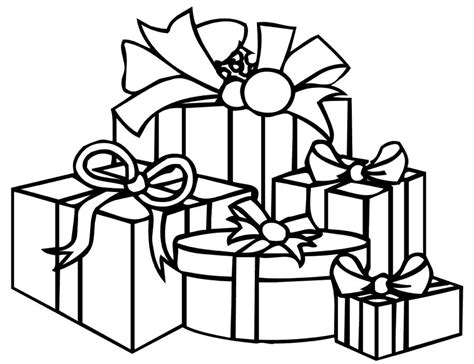 gift boxes with bows and ribbons coloring page
