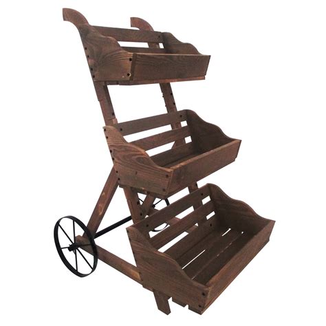 Leighcountry Charred 3 Tiered Garden Cart Planter Wayfair