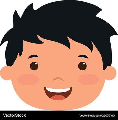 Cute Little Boy Head Comic Character Royalty Free Vector