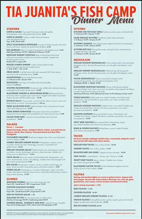 See restaurant menus, reviews, hours, photos, maps and directions. Online Menu of Tia Juanita Fish Camp Restaurant, Winnie ...