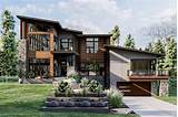 Modern Mountain House Plan with 3 Living Levels for a Side-sloping Lot ...